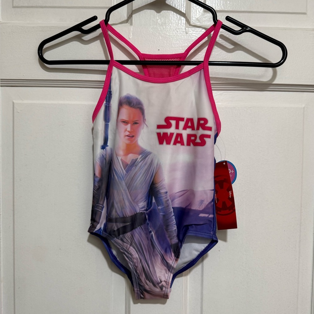 New Star Wars Toddler Girls Size 4 Swimsuit‎ One Piece Rey Pink Purple Disney